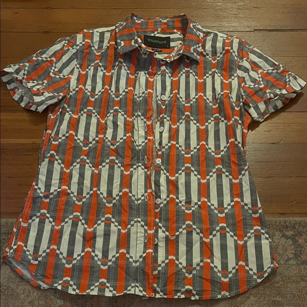Wildfang Orange and Gray Button Down Shirt